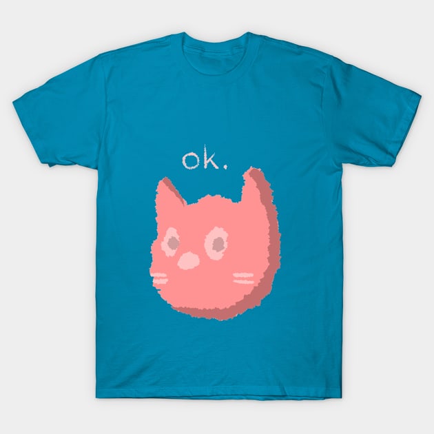 "ok." Cat T-Shirt by FadedFigments